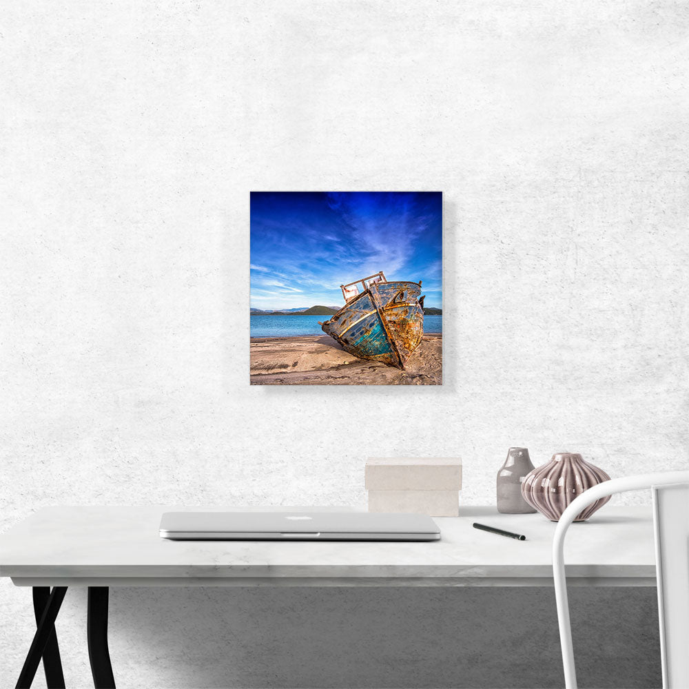 Boat On The Beach Home Decor Square