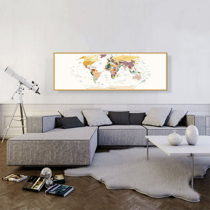 World Map Earth Tone Panoramic