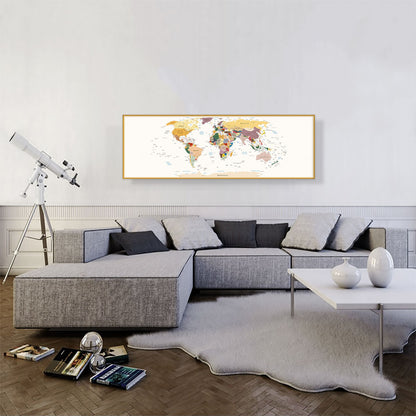 World Map Earth Tone Panoramic