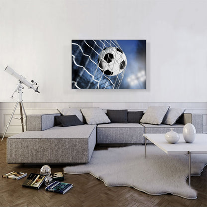 Soccer Ball Scores in Goal Net
