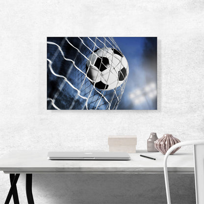Soccer Ball Scores in Goal Net