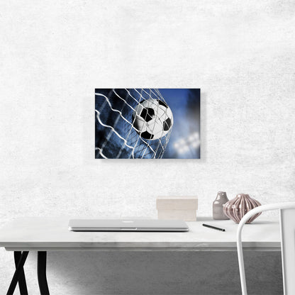 Soccer Ball Scores in Goal Net