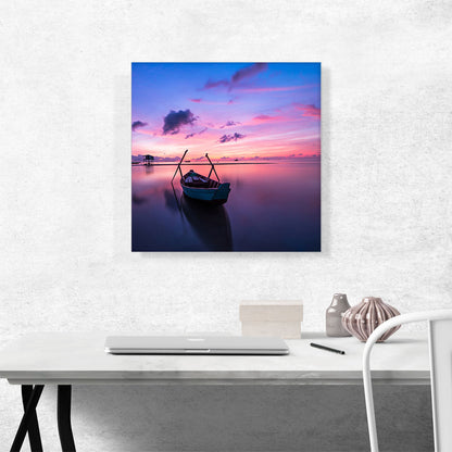 Boat On The Lake Home Decor Square