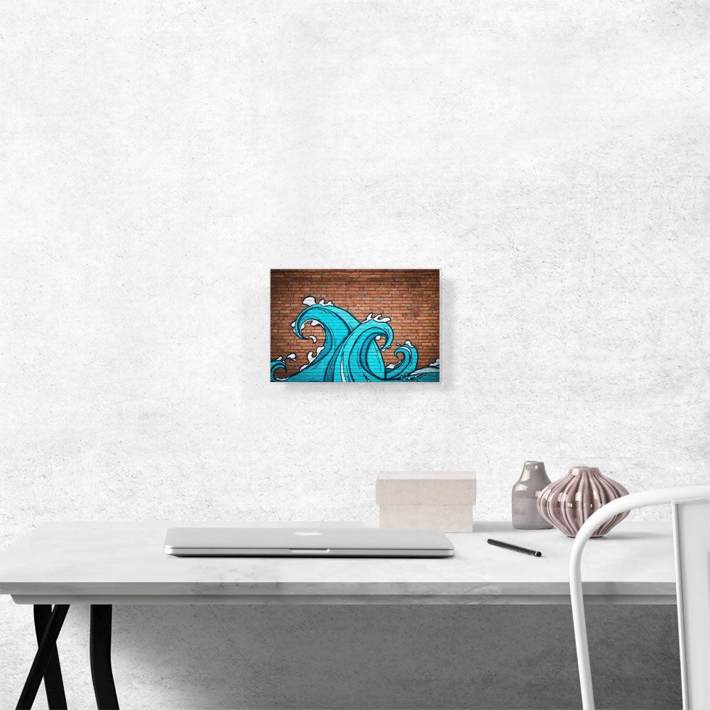 Two Waves on Brick Wall Graffiti