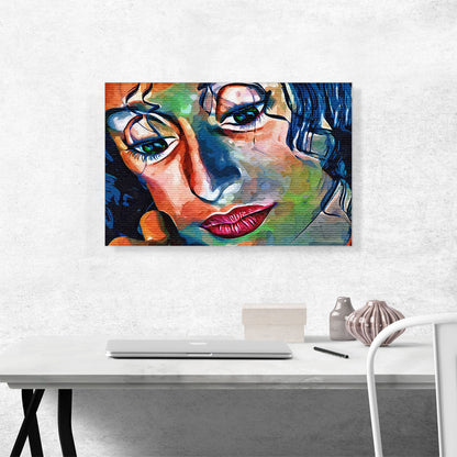 Woman's Face Multicolor Graffiti