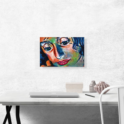 Woman's Face Multicolor Graffiti