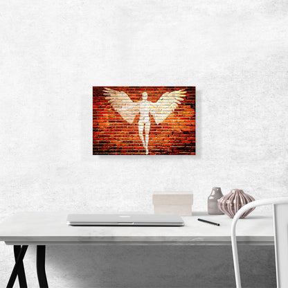 Angel Graffiti on Brick Wall