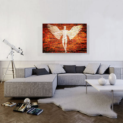 Angel Graffiti on Brick Wall