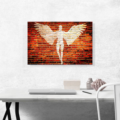 Angel Graffiti on Brick Wall