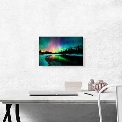 Aurora Lights Sky Above a Lake