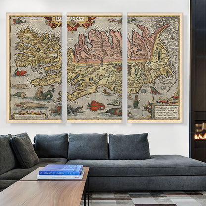 Map of Iceland with Sea Monsters 1585