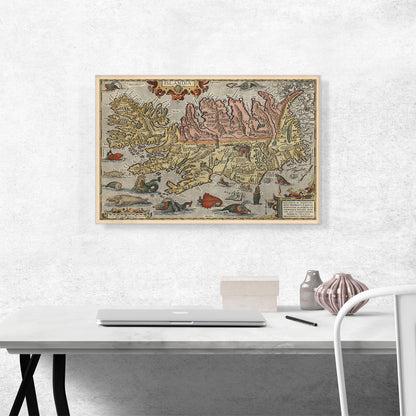 Map of Iceland with Sea Monsters 1585