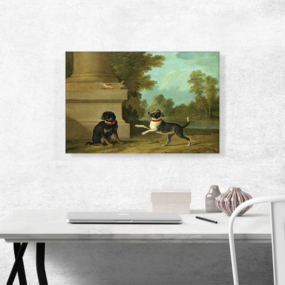 Dogs Playing With Birds In a Park 1754