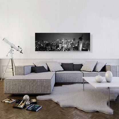 Jakarta Indonesia Black and White Skyline Panoramic