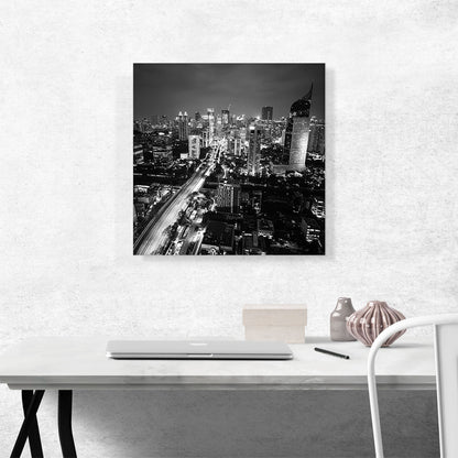 Jakarta Indonesia Black and White Skyline Square