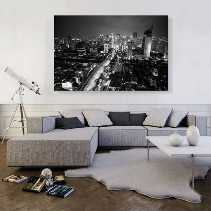 Jakarta Indonesia Black and White Skyline