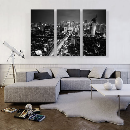 Jakarta Indonesia Black and White Skyline