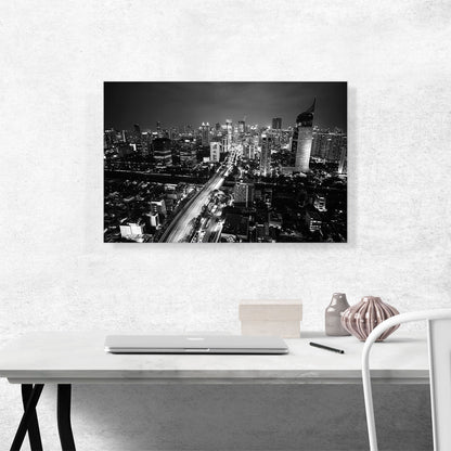 Jakarta Indonesia Black and White Skyline