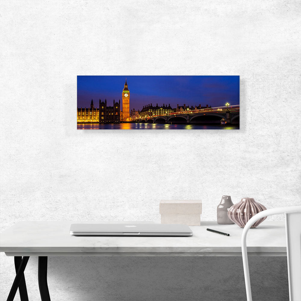 London England Big Ben at Night Panoramic