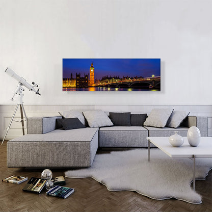 London England Big Ben at Night Panoramic