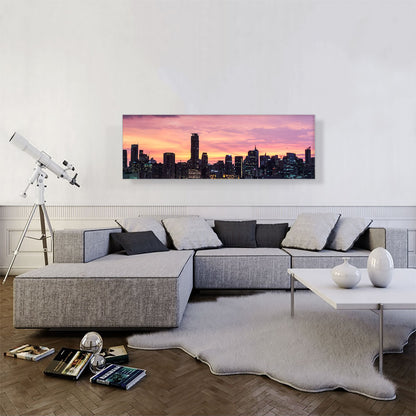 Manila Philippines Skyline Pink Sunset Panoramic