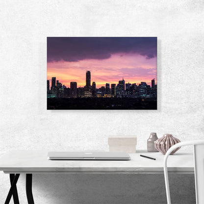 Manila Philippines Skyline Pink Sunset
