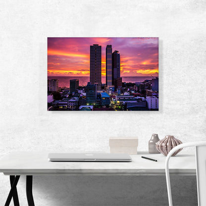 Manila Philippines Skyline Vivid Sunset