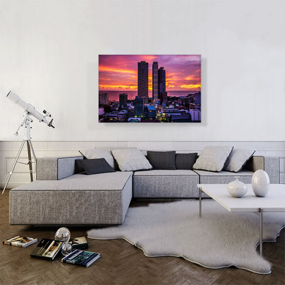 Manila Philippines Skyline Vivid Sunset