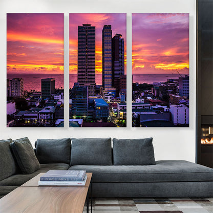 Manila Philippines Skyline Vivid Sunset