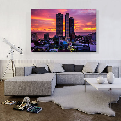 Manila Philippines Skyline Vivid Sunset