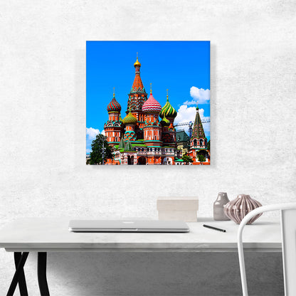 Moscow Russia Colorful Cathedral Square