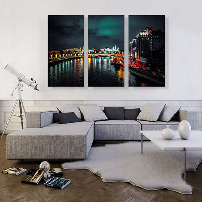 City Lights on the River in Moscow Russia