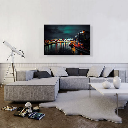 City Lights on the River in Moscow Russia