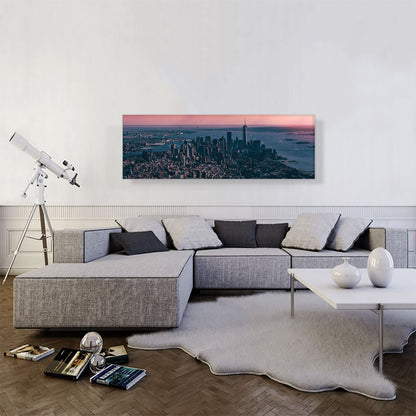 New York Magenta and Blue Skyline Panoramic