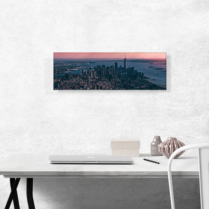 New York Magenta and Blue Skyline Panoramic
