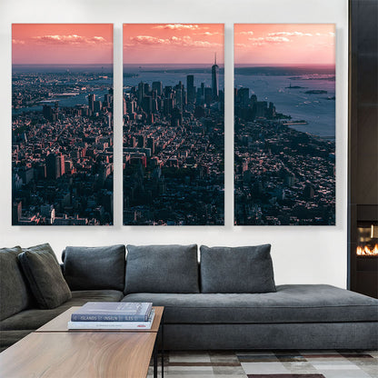 New York Magenta and Blue Skyline