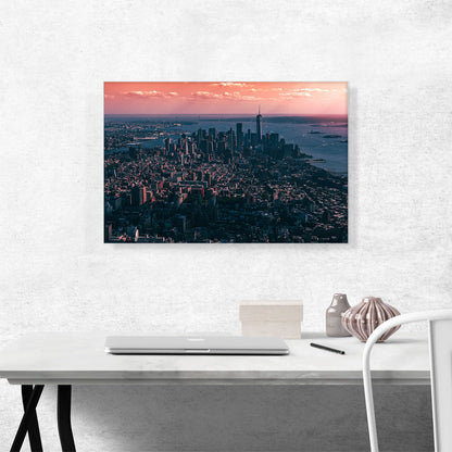 New York Magenta and Blue Skyline