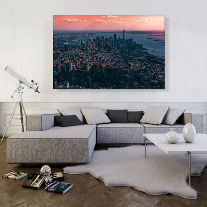 New York Magenta and Blue Skyline