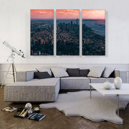 New York Magenta and Blue Skyline
