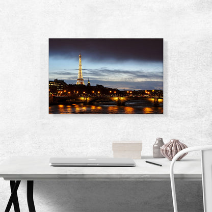 Paris France Eiffel Tower After Sunset