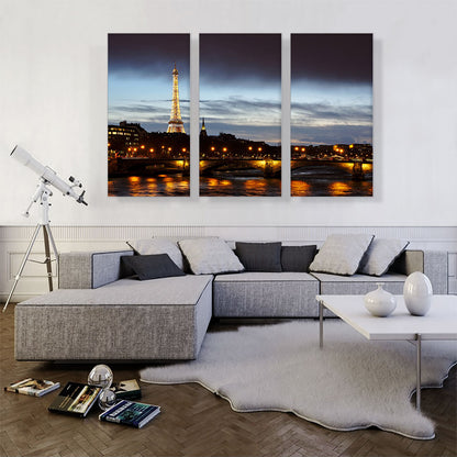 Paris France Eiffel Tower After Sunset