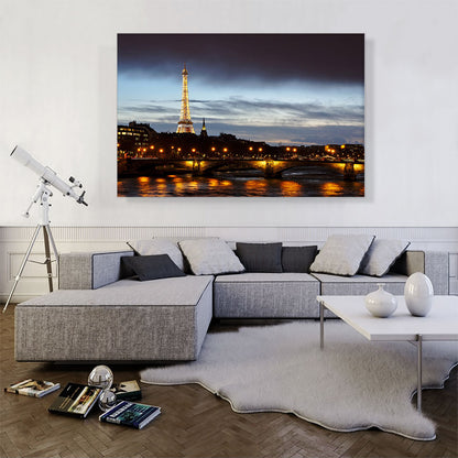 Paris France Eiffel Tower After Sunset