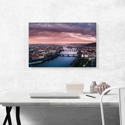 Prague Czech Republic Skyline Salmon Sunset