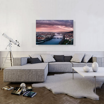 Prague Czech Republic Skyline Salmon Sunset