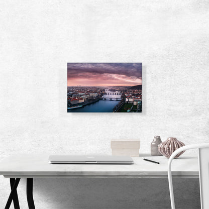 Prague Czech Republic Skyline Salmon Sunset