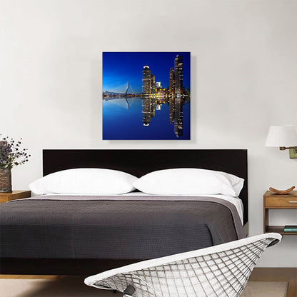 Rotterdam Netherlands Reflective Blue Skyline Square