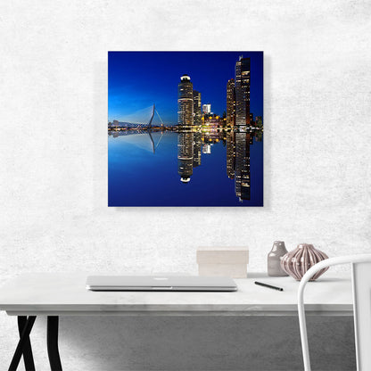 Rotterdam Netherlands Reflective Blue Skyline Square