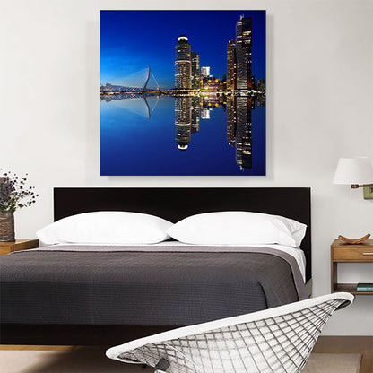 Rotterdam Netherlands Reflective Blue Skyline Square