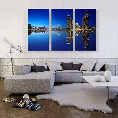 Rotterdam Netherlands Reflective Blue Skyline