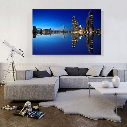 Rotterdam Netherlands Reflective Blue Skyline
